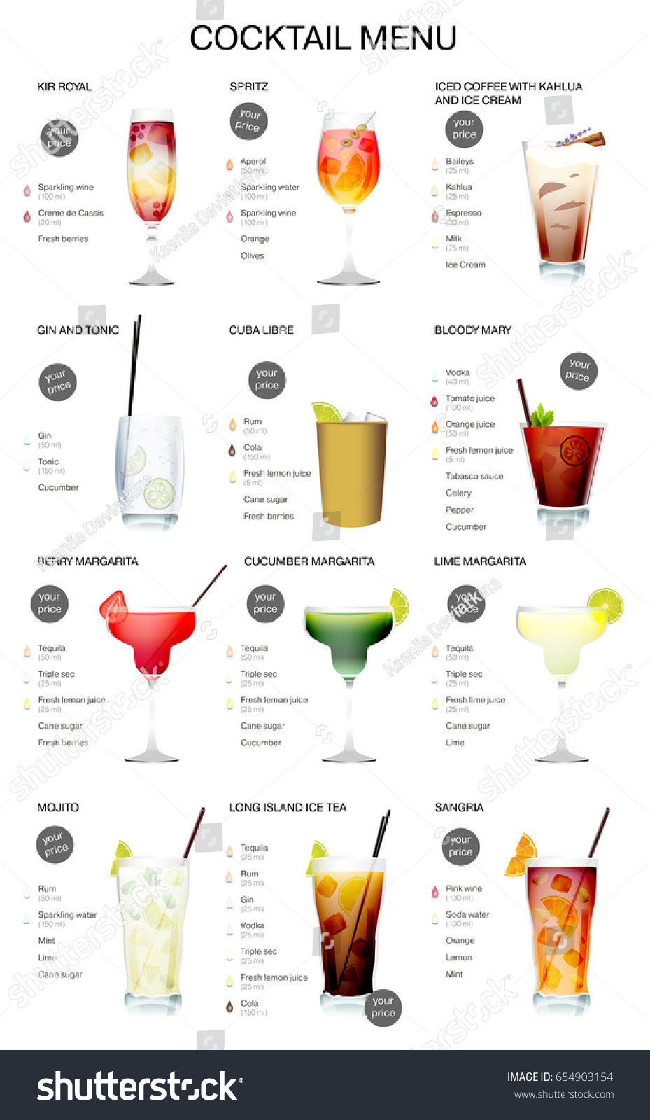 List Of Cocktails
 Cocktail Menu Description Cocktail Recipes Price Stock