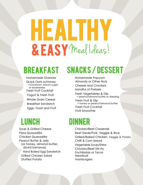 List Of Meals For Dinner
 Easy & Healthy Meal Ideas List for Meal Planning