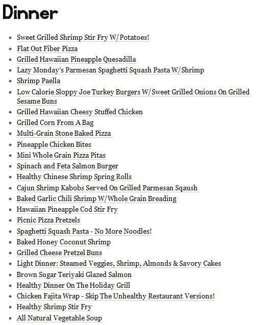 List Of Meals For Dinner
 Healthy Dinner Menu For Eating & Drinking