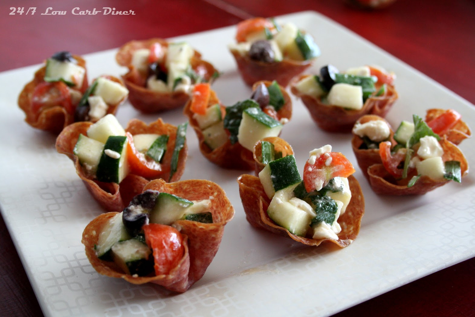 Low Carb Appetizers
 24 7 Low Carb Diner Crisp Salami Cup Appetizers