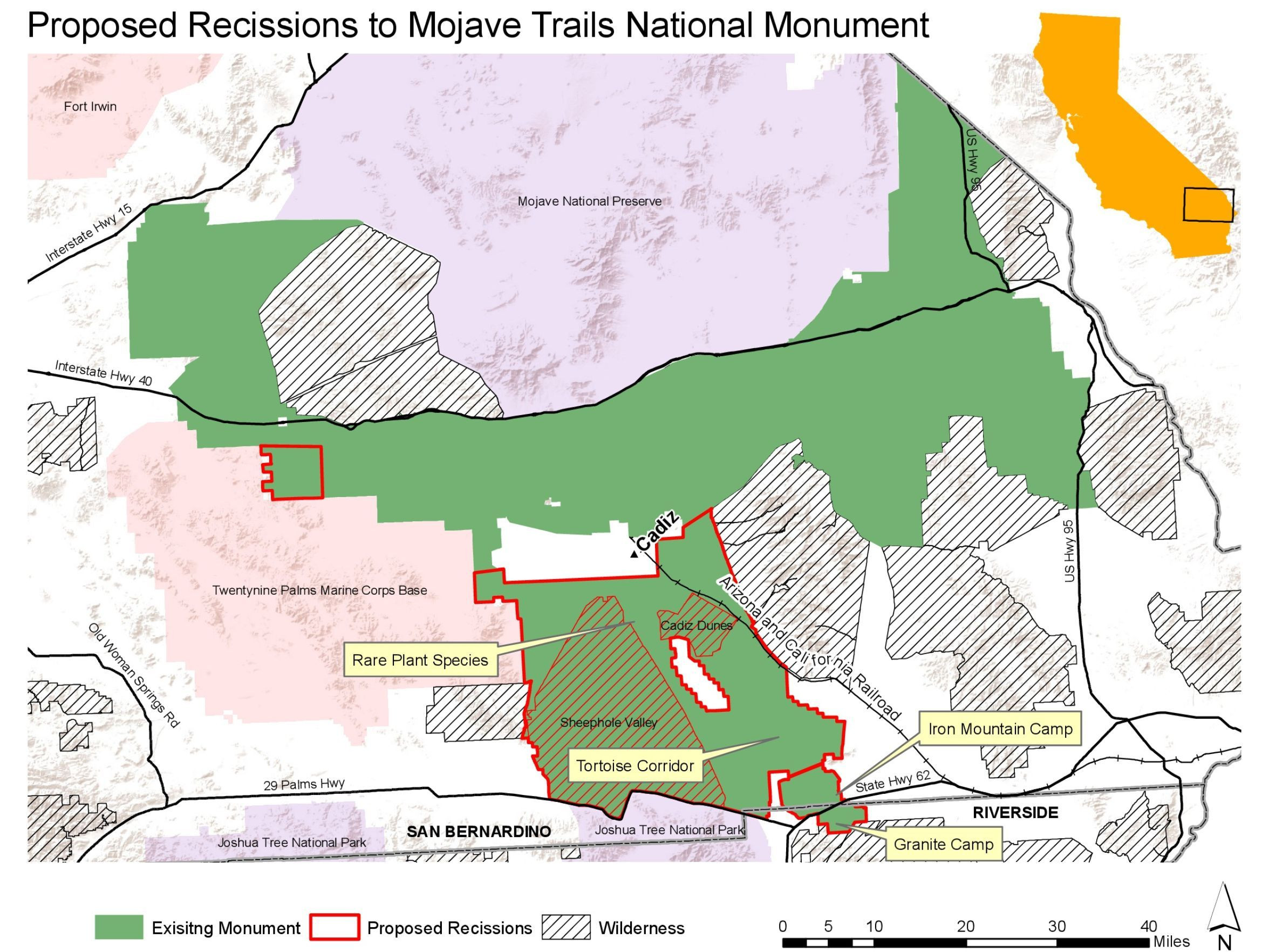 Map Of Mojave Dessert
 Shrink this national monument in the Mojave Desert