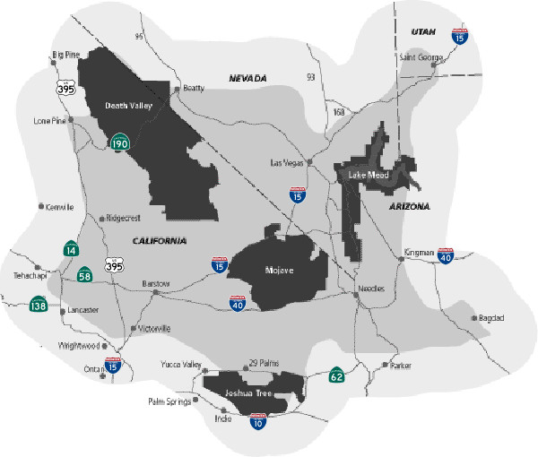 Map Of Mojave Dessert
 Freeways and Highways in the Mojave Desert