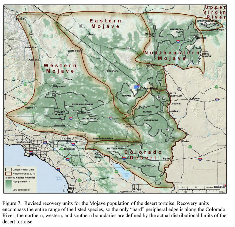 Map Of Mojave Dessert
 US Fish and Wildlife Service Revised Desert Tortoise