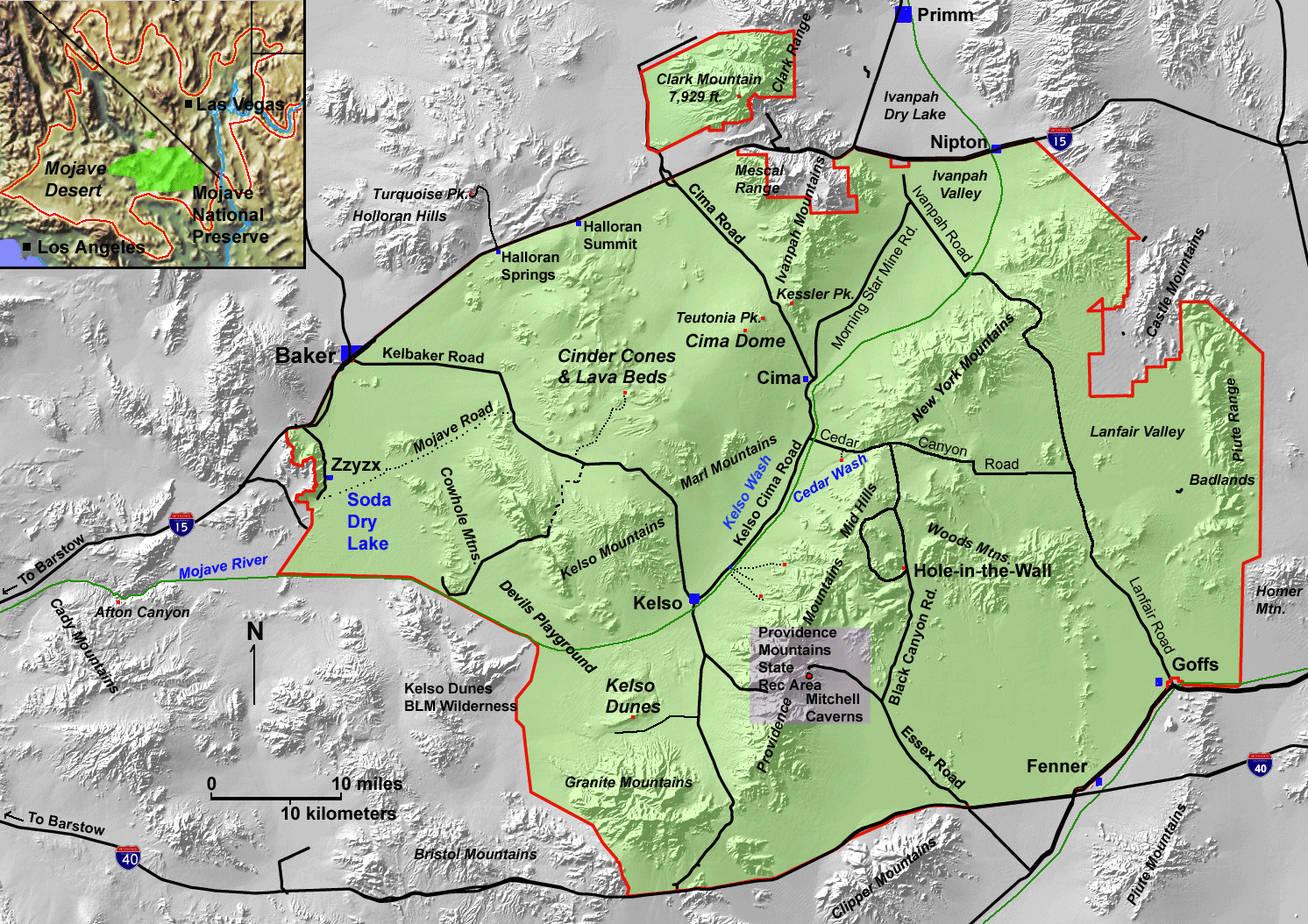 Map Of Mojave Dessert
 Map of Mojave National Preserve California