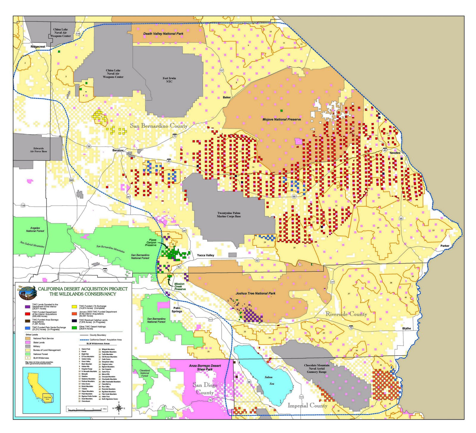 Map Of Mojave Dessert
 Catellus checkerboards in southern California