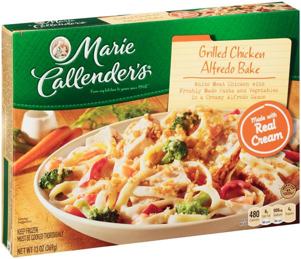 Marie Callenders Frozen Dinner
 Marie Callender s Grilled Chicken Alfredo Bake