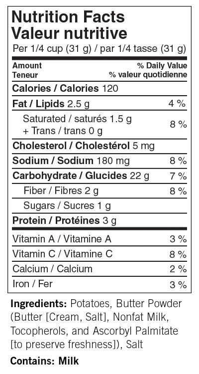 Mashed Potato Calories
 instant mashed potatoes nutrition