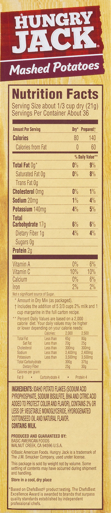 Mashed Potato Calories
 Hungry Jack Instant Mashed Potatoes Nutrition Nutrition