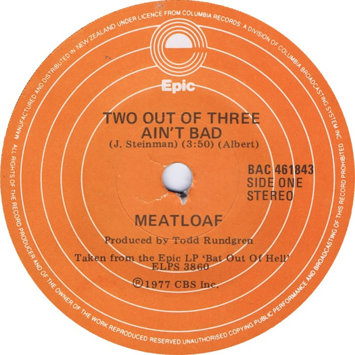 Meatloaf Two Out Of Three
 45cat Meatloaf Two Out Three Ain t Bad Heaven Can