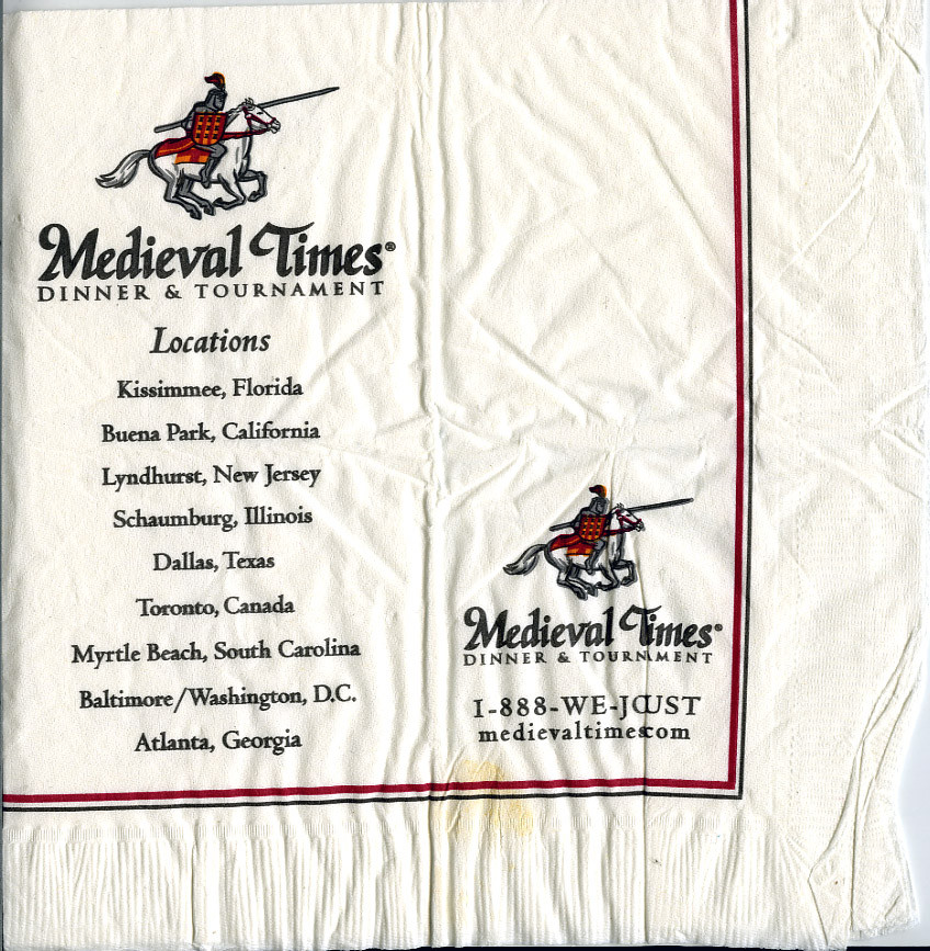 Medieval Times Dinner Menu
 Me val Times