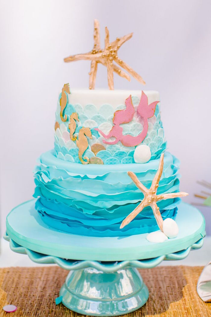 Mermaid Birthday Cake
 Kara s Party Ideas Watercolor Mermaid Birthday Party