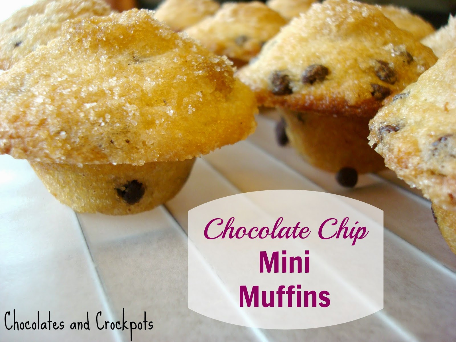 Mini Chocolate Chip Muffins
 Chocolates and Crockpots Chocolate Chip Mini Muffins