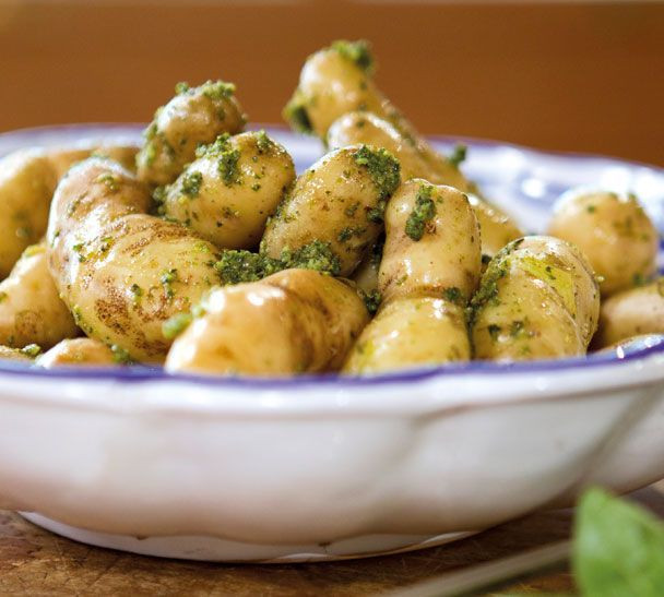 New Potato Recipe
 Annabel Langbein New Potatoes with Hazelnut Pesto hero