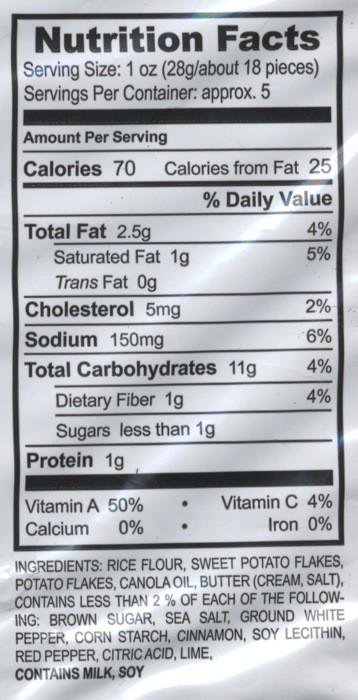 Nutrition Facts Sweet Potato
 Gluten Free Reviewer Gluten Free Snacks Jaxn s Twice