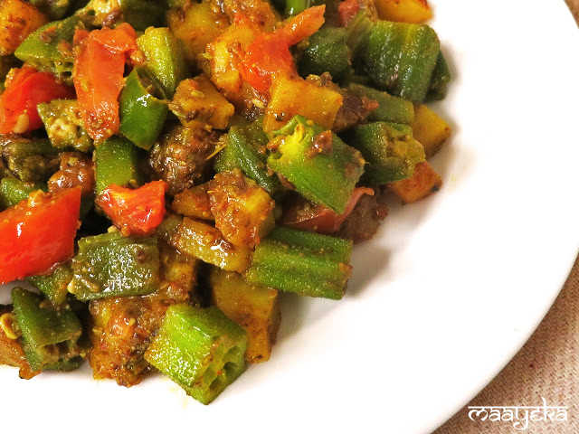 Okra Recipes Indian
 Bhindi Aloo ki sabzi Okra and Potato fry Maayeka