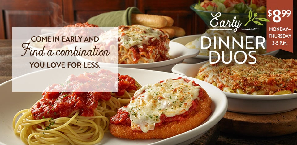 Olive Garden Early Dinner Special
 Early Dinner Duos Specials