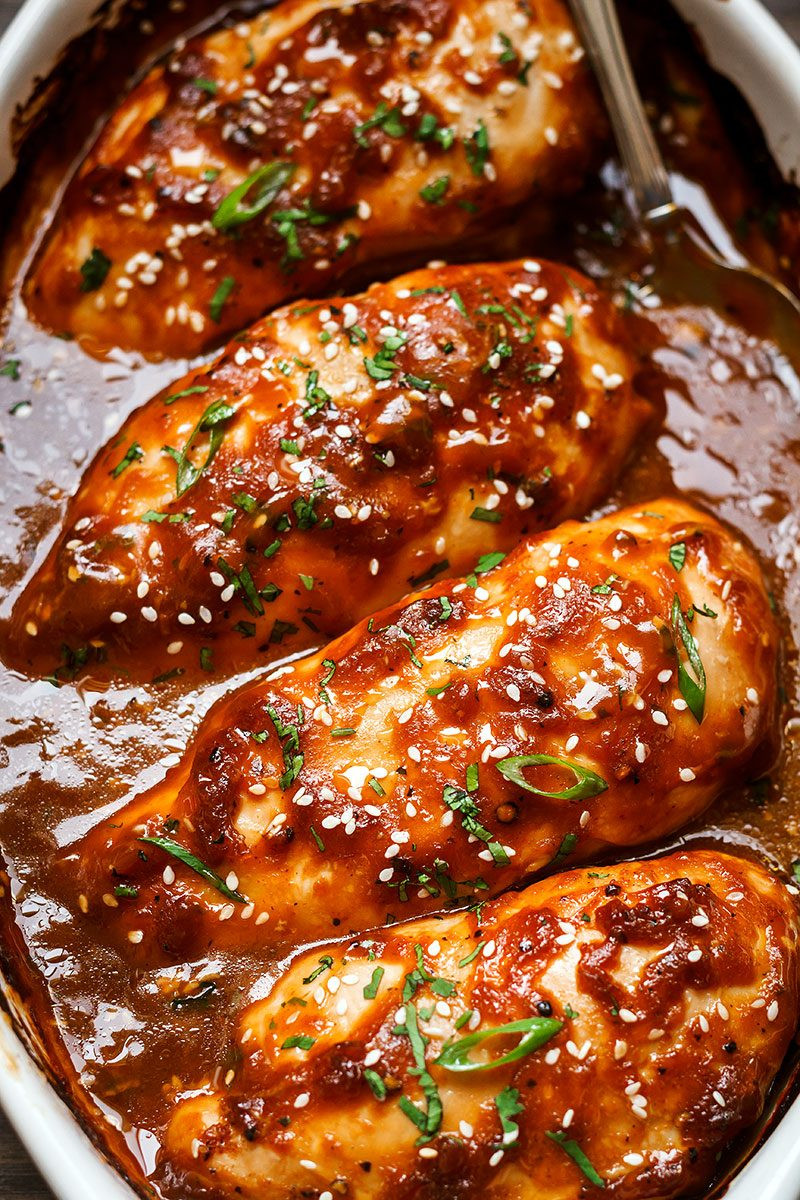 Oven Roasted Chicken Breasts
 Baked Chicken Breasts with Sticky Honey Sriracha Sauce