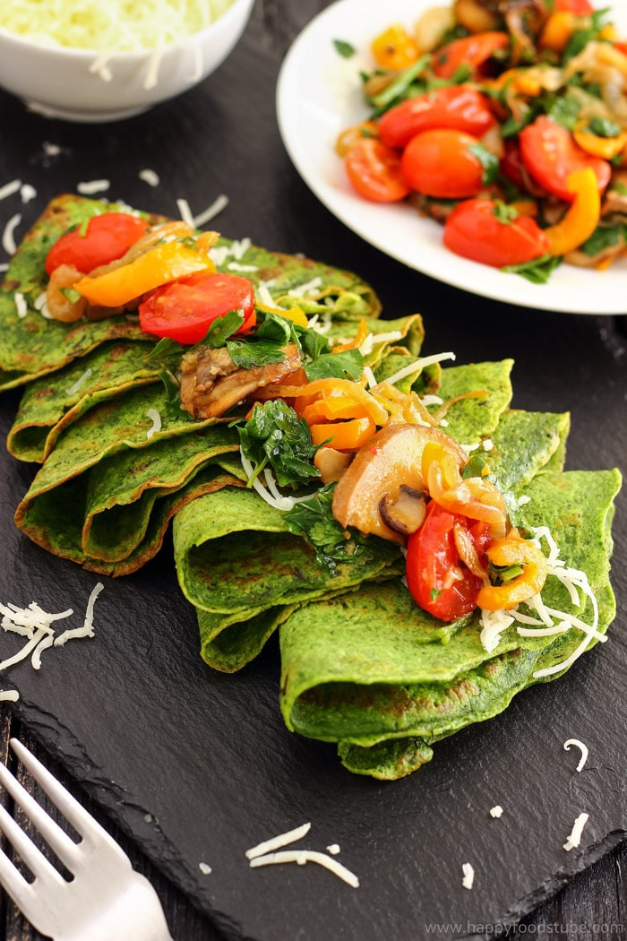Pan Roasted Vegetables
 Spinach Crepes with Pan Roasted Ve ables Happy Foods Tube