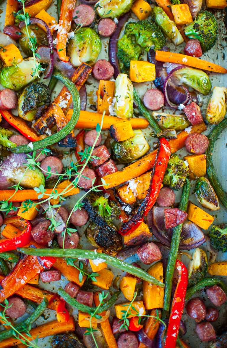 Pan Roasted Vegetables
 Sheet Pan Roasted Ve ables with Sausage