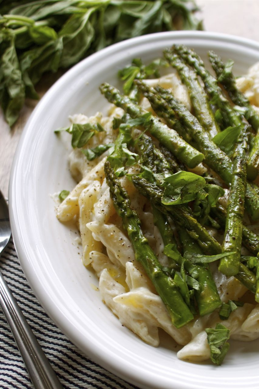 Pasta With Asparagus
 Vegan Recipe Spring Pasta Alfredo With Roasted Asparagus