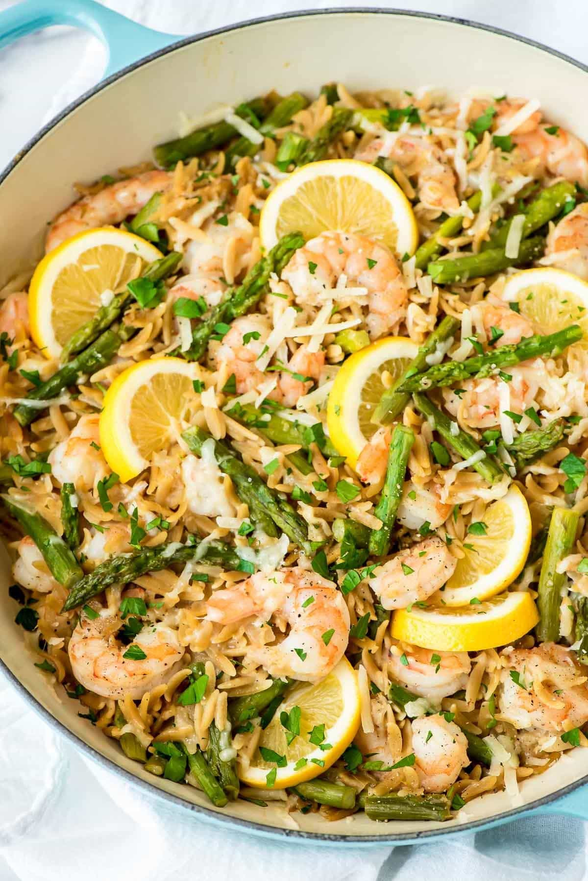 Pasta With Asparagus
 Lemon Shrimp Pasta with Orzo and Asparagus