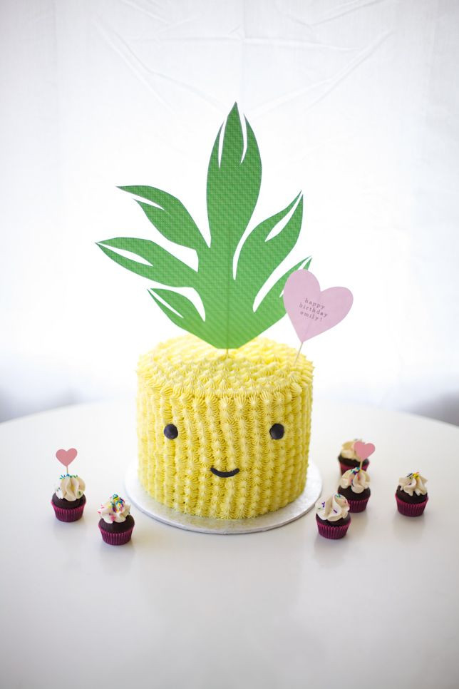 Pineapple Shaped Cake
 Happy Chappy Pineapple Cake With Rainbow Cake Layers