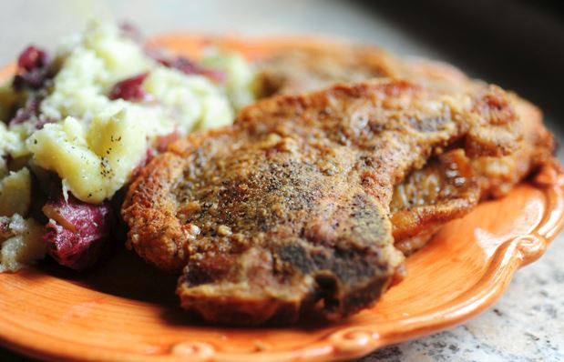 Pioneer Woman Pork Chops
 Pan Fried Pork Chops and Smashed Red Potatoes