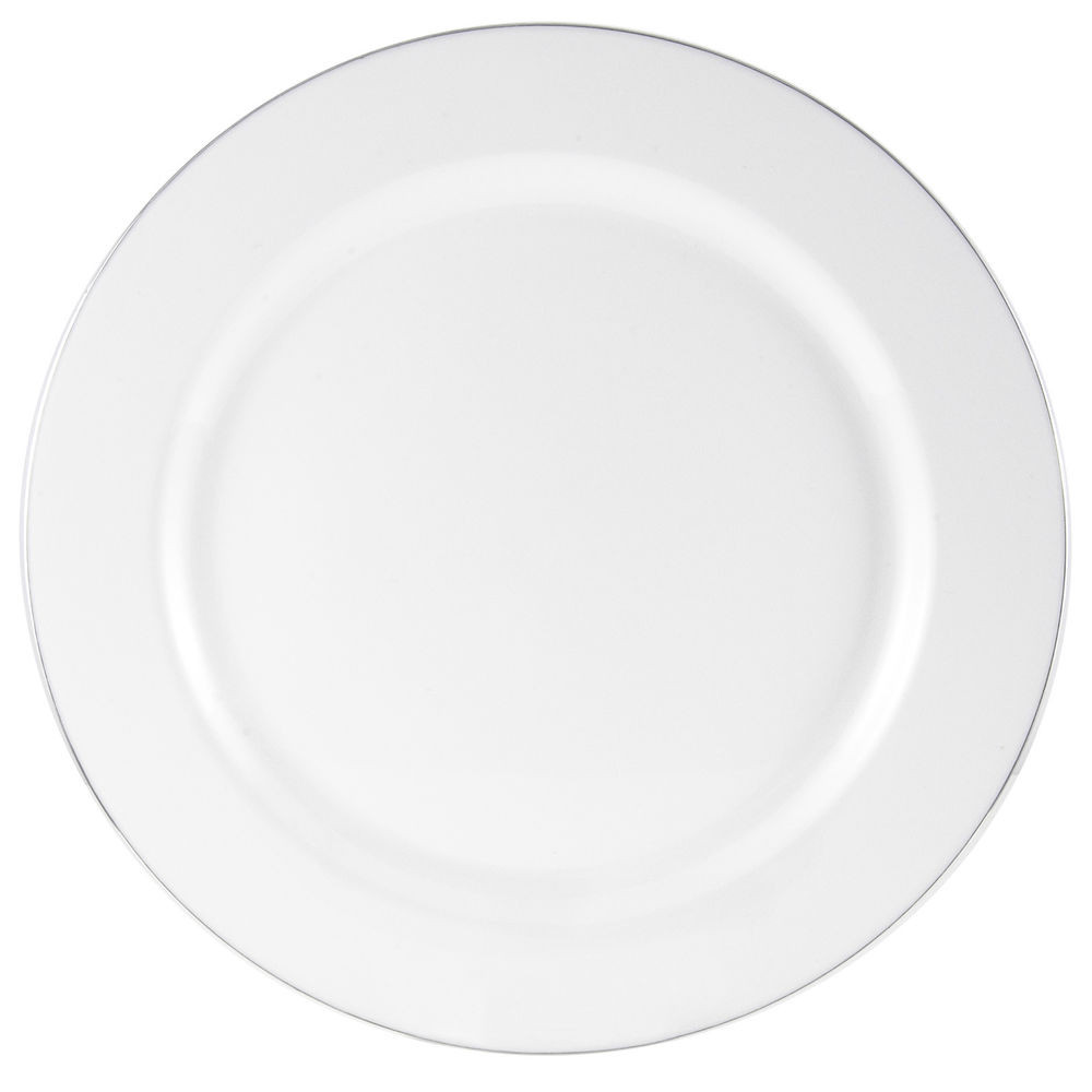 Plastic Dinner Plates
 160 x 10" 25cm White Plastic Dinner Plates With Silver Rim