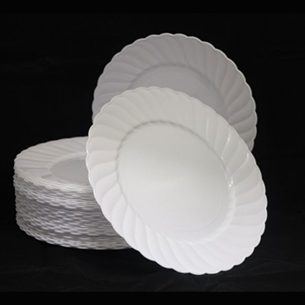 Plastic Dinner Plates
 54 x 9" 23cm White Dinner Plates Strong Heavy Duty