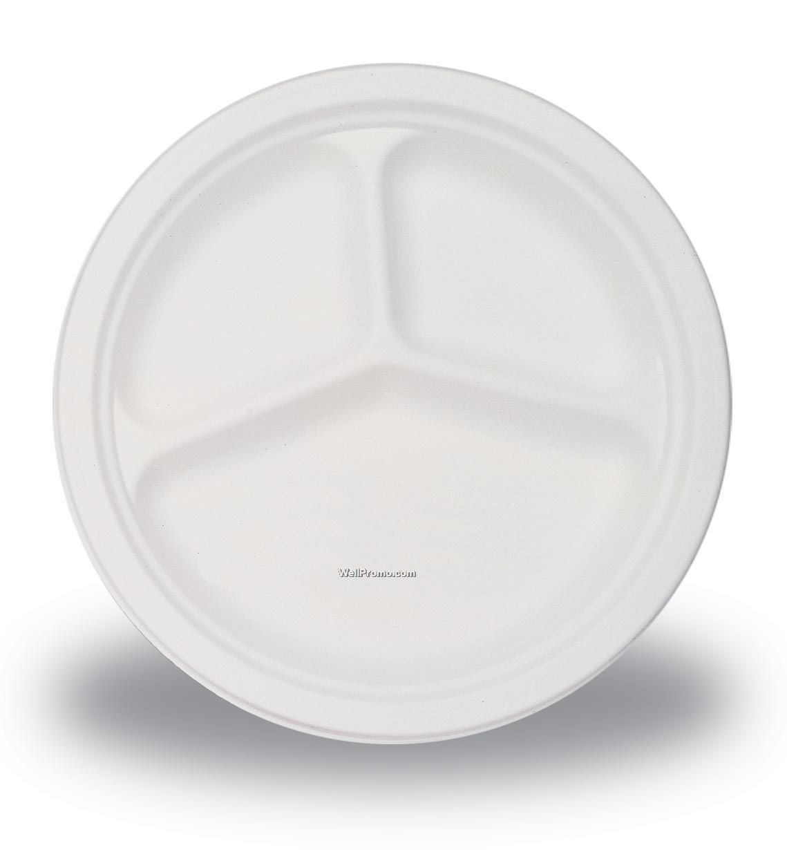 Plastic Dinner Plates
 3 Section 10 White Plastic Plates 26cm Pack of 50 UK