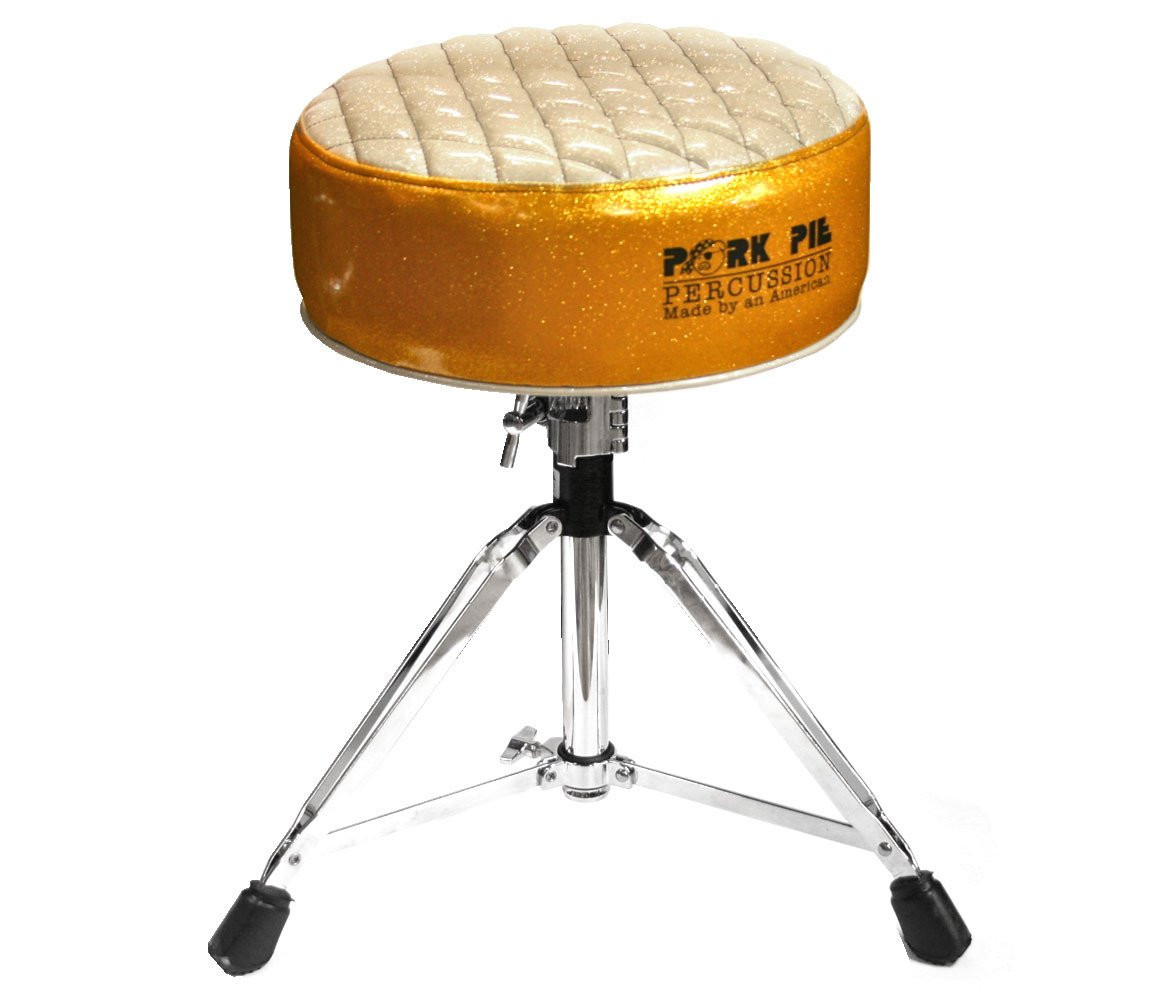 Pork Pie Drum Throne
 Pork Pie Deuce Gold & Silver Drum Throne with Base – Drum Shop