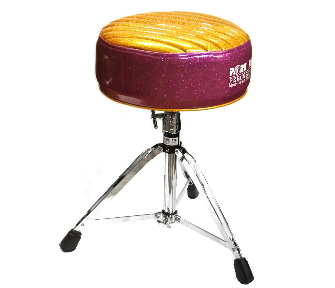 Pork Pie Drum Throne
 Pork Pie Deuce Purple Gold Tuck & Roll Drum Throne with