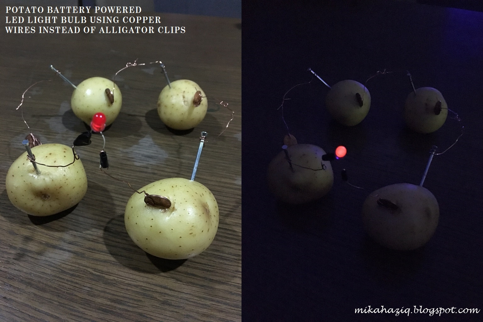 Potato Light Bulb
 mikahaziq Potato Battery Experiment Why is mine not