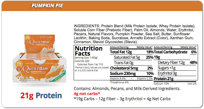 Pumpkin Pie Nutrition
 Pumpkin Pie Quest Bar