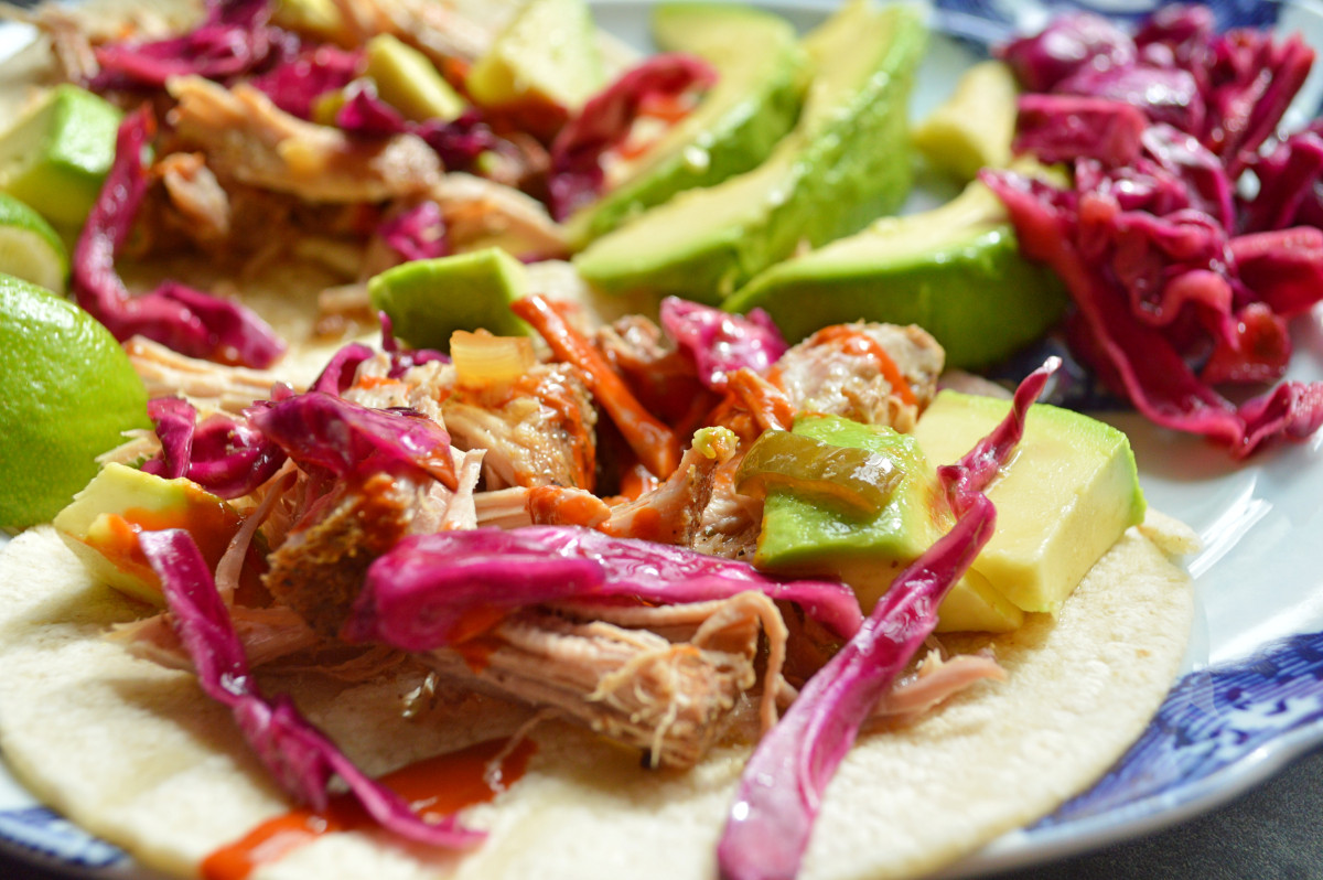 Quick Pickled Cabbage
 Slow cooked Pork Carnitas with quick pickled cabbage