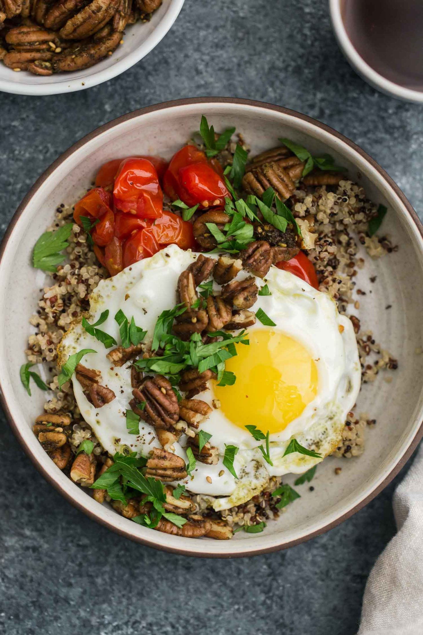 Quinoa Breakfast Bowl
 Za’atar Spiced Pecans and Quinoa Breakfast Bowl