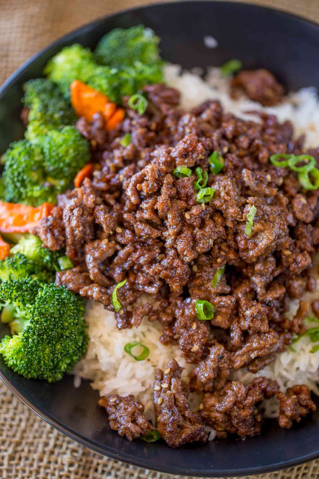 Recipe Ground Beef
 Ground Mongolian Beef Dinner then Dessert