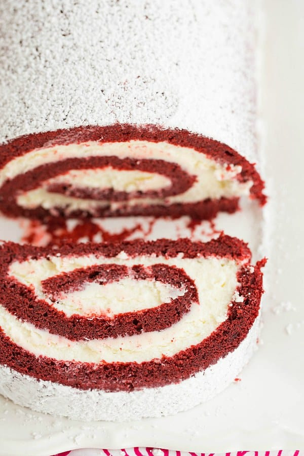 Red Velvet Cake Roll
 Red Velvet Roll Cake with White Chocolate Cream Cheese