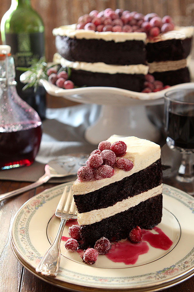 Red Wine Chocolate Cake
 Red Wine Chocolate Cake with Sugared Cranberries
