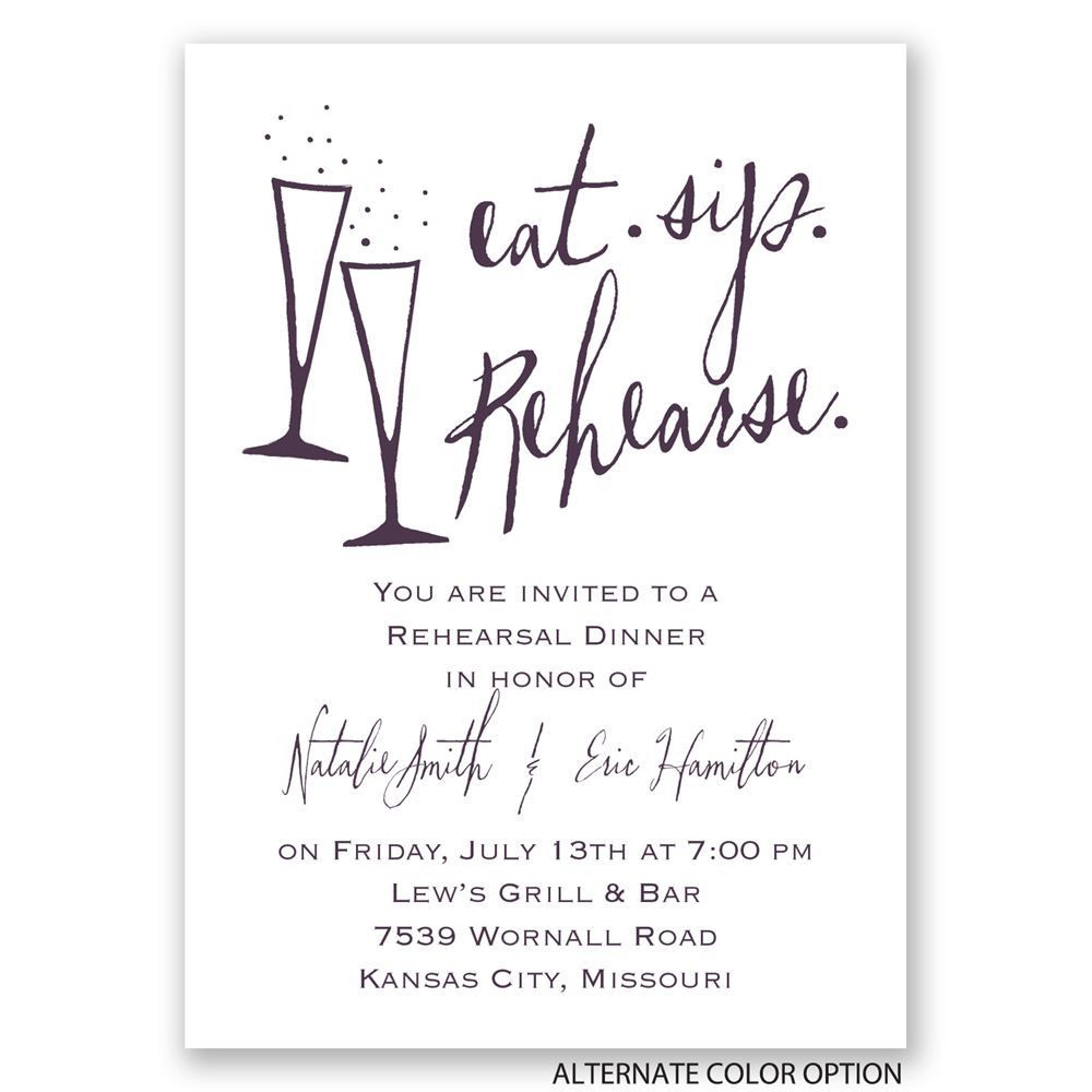 Rehearsal Dinner Invites
 Eat Sip Rehearse Mini Rehearsal Dinner Invitation