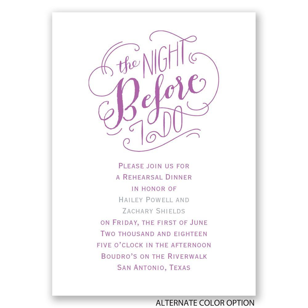 Rehearsal Dinner Invites
 The Night Before Mini Rehearsal Dinner Invitation