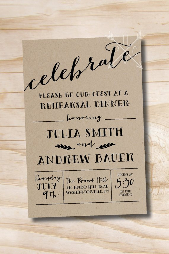 Rehearsal Dinner Invites
 Celebrate Rustic Rehearsal Dinner Invitation Printable