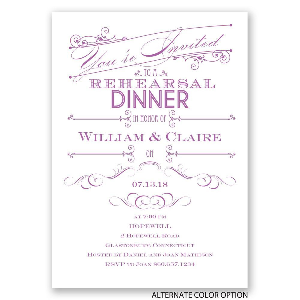 Rehearsal Dinner Invites
 Elegant Intro Rehearsal Dinner Invitation