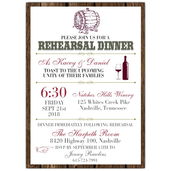 Rehearsal Dinner Invites
 Wine Barrel Rehearsal Dinner Invitations