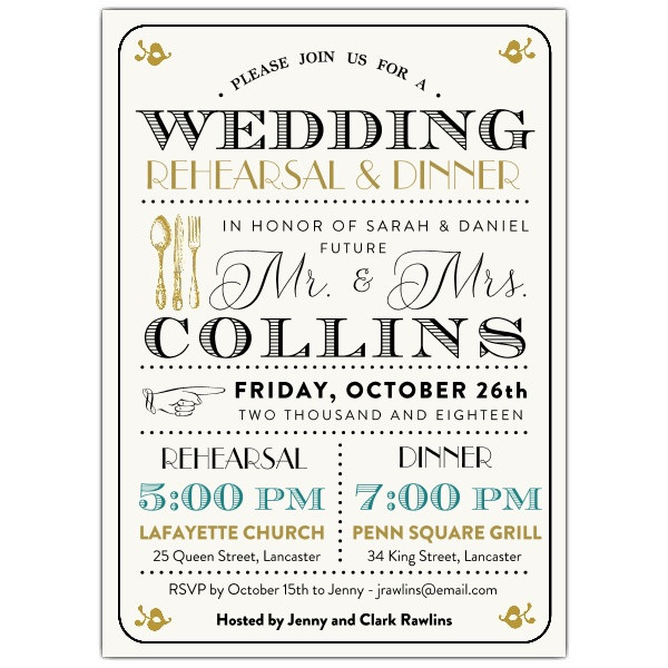 Rehearsal Dinner Invites
 Typography Mix Rehearsal Dinner Invitations