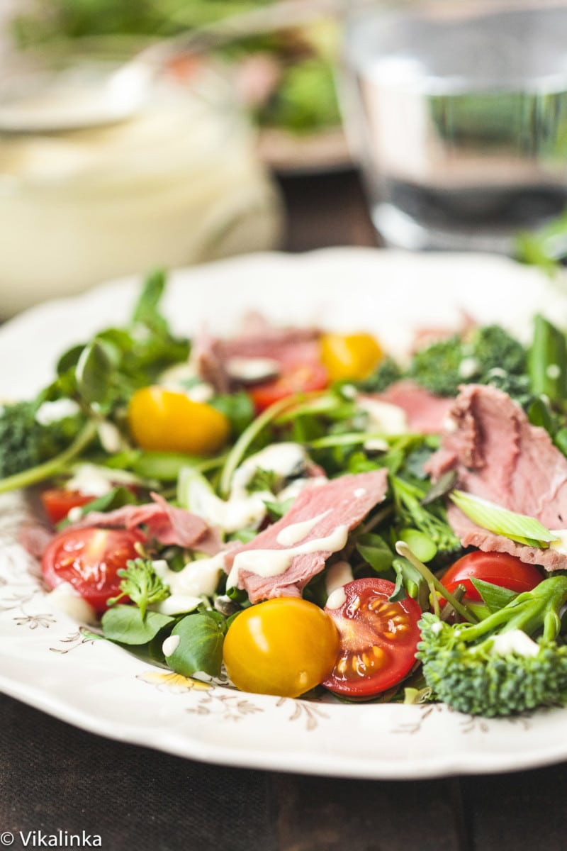 Roast Beef Salad
 Watercress and Roast Beef Salad with Creamy Horseradish