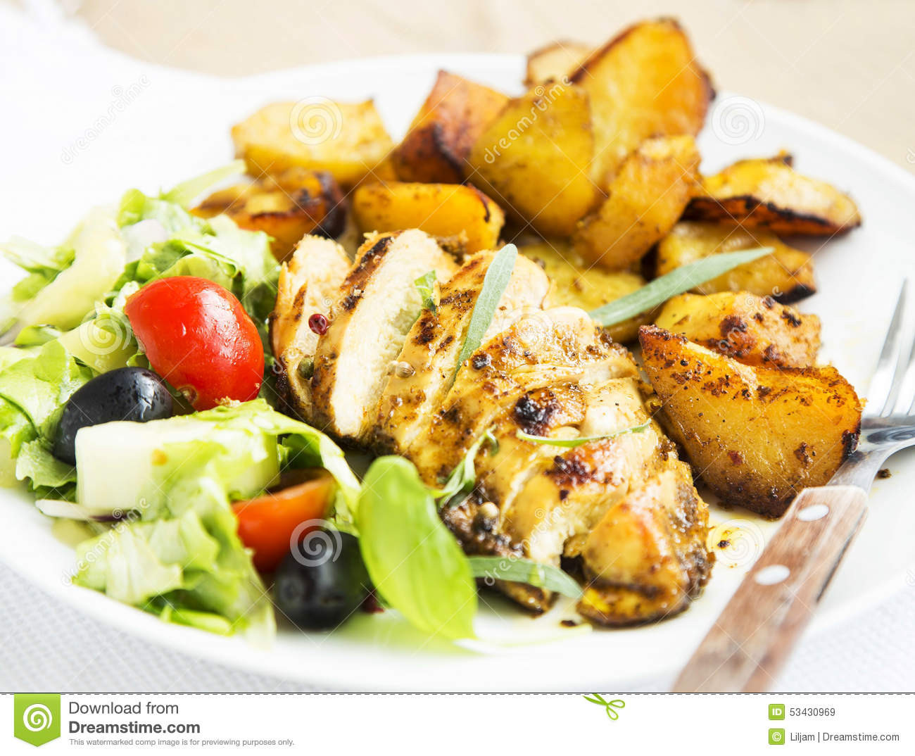 Roasted Chicken Breast And Vegetables
 Roasted Chicken Breast With Sweet Potatoes And Salad