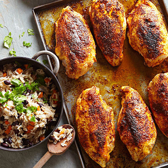 Roasted Chicken Breasts
 Baked Chicken Breasts with Black Bean Rice Pilaf