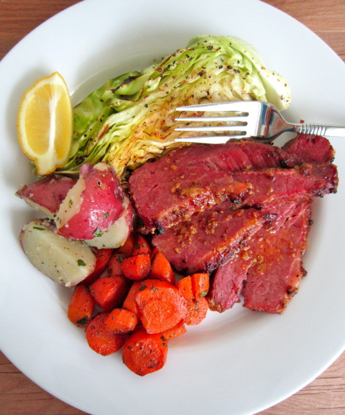 Roasted Corned Beef And Cabbage
 Baked Honey Mustard Corned Beef with Roasted Cabbage