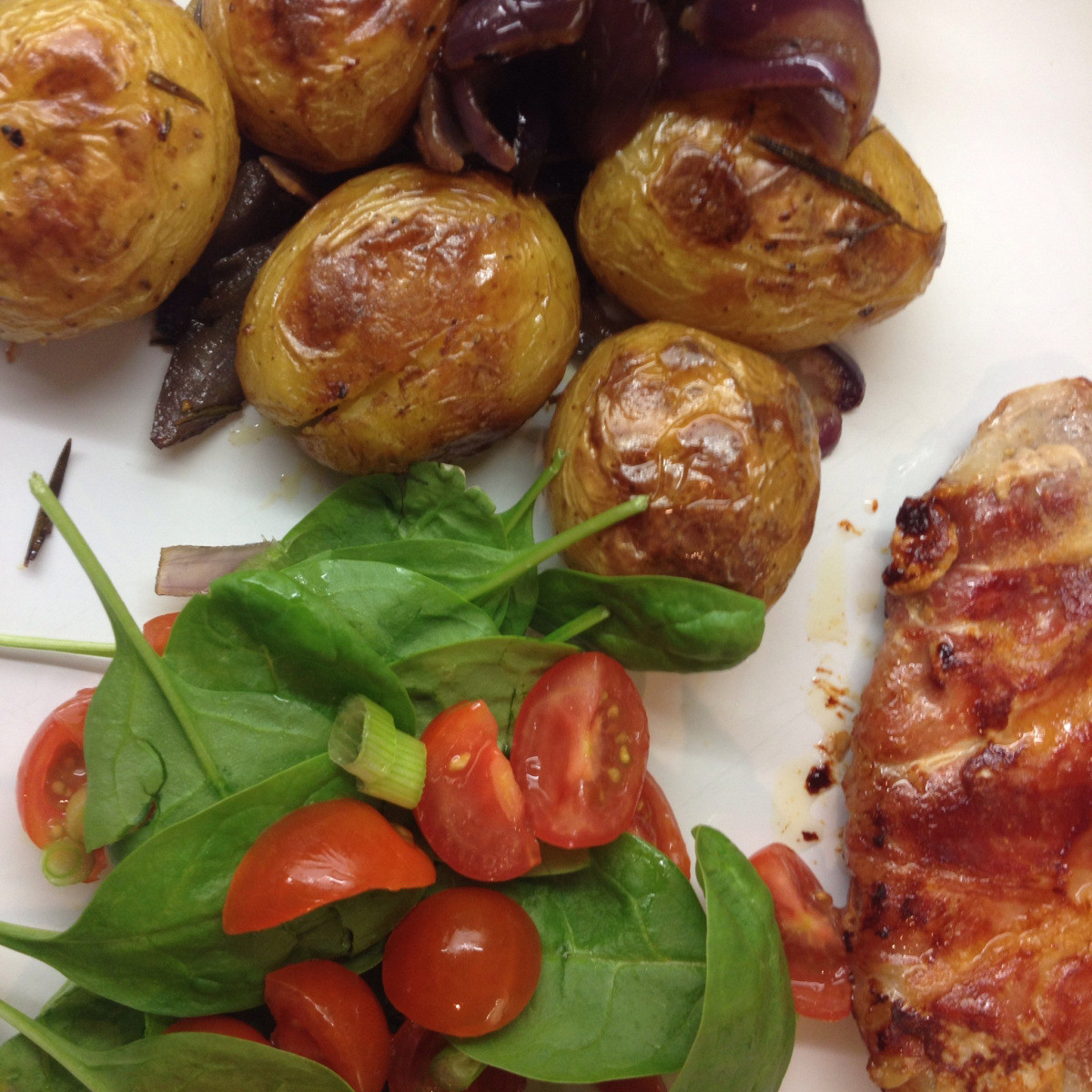 Roasted New Potatoes
 Pork and mozzarella parcels ac panied by roasted new